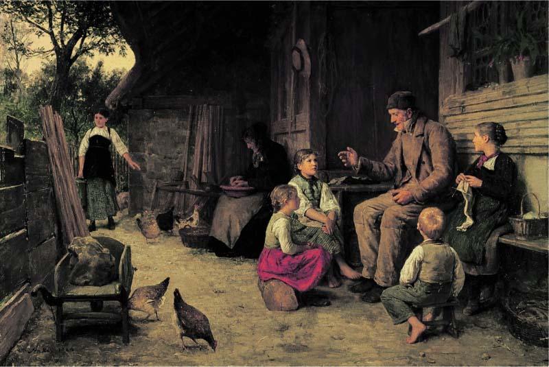 Albert Anker Der Grossvater erzahlt eine Geschichte oil painting image